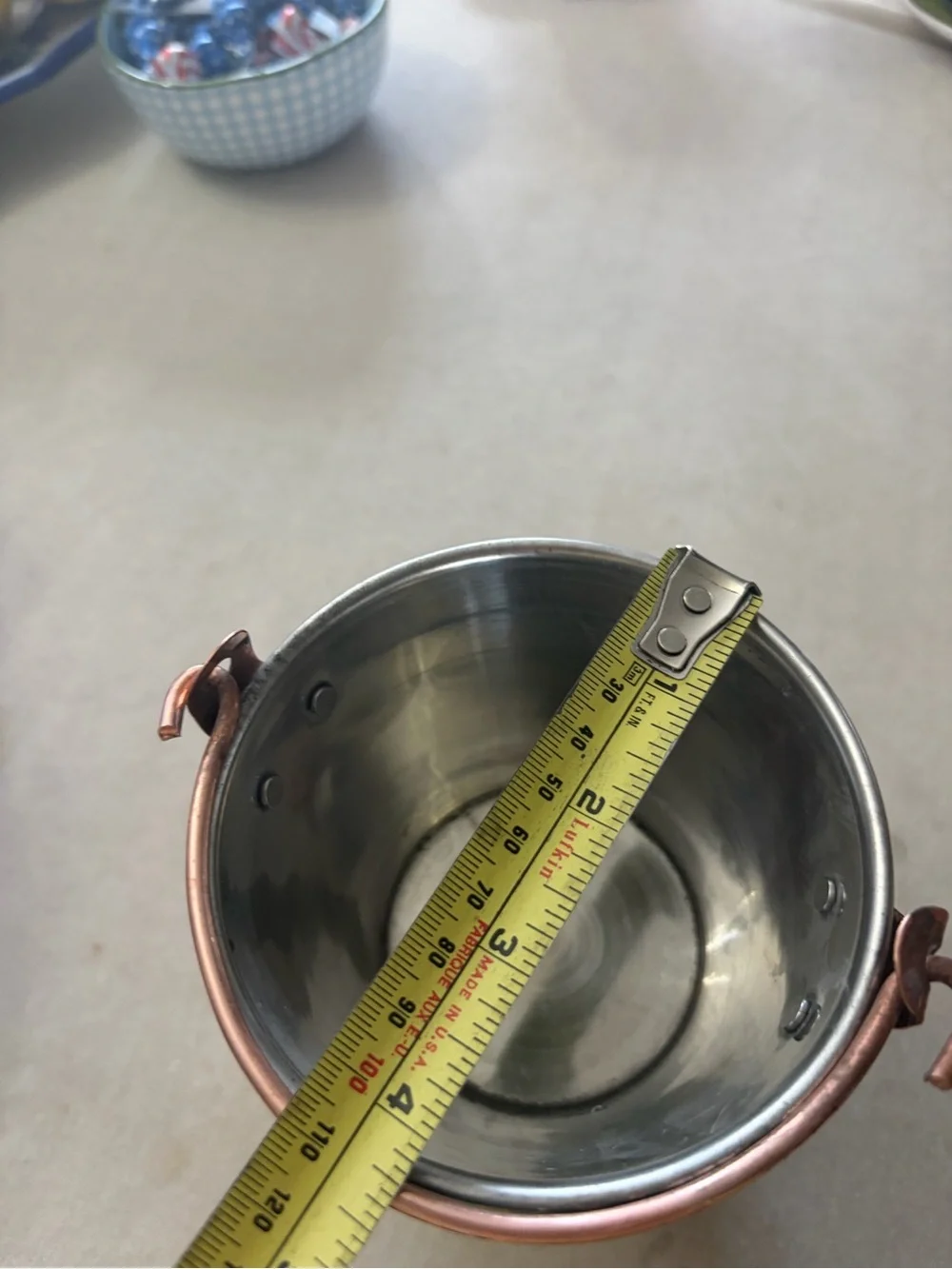 Hand-Hammered Copper Mini Bucket - Picture 3 of 7